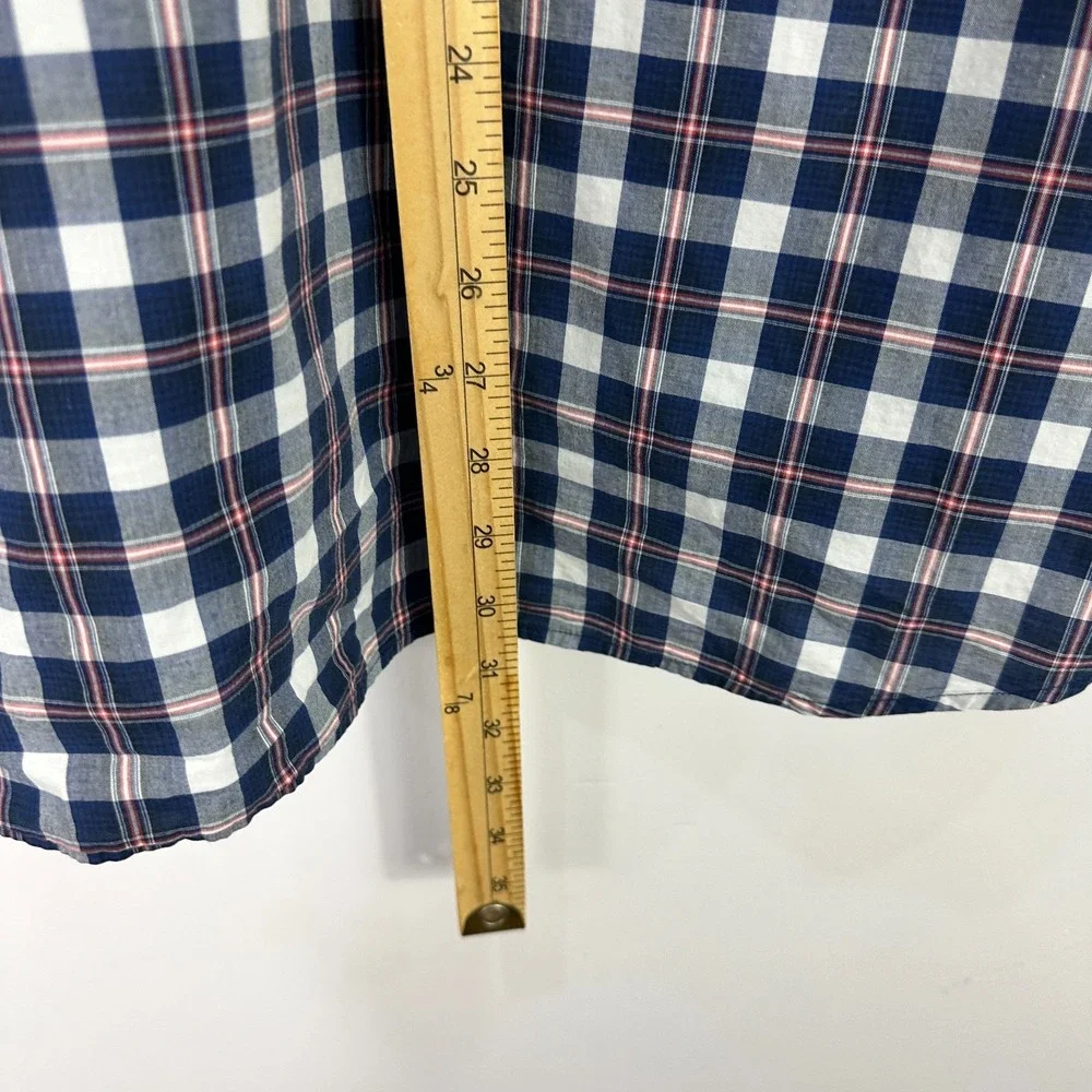 Banana Republic Men's Shirt XL Plaid Organic Cotton Untucked Preppy Quiet Luxury